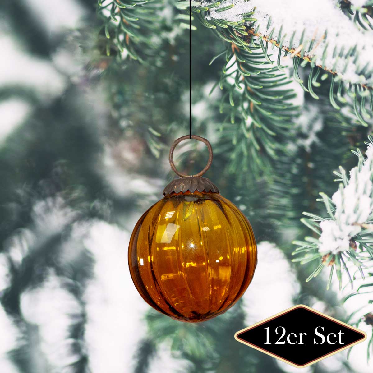 Christbaumschmuck aus Glas, Orange, Christbaum, 12er Set