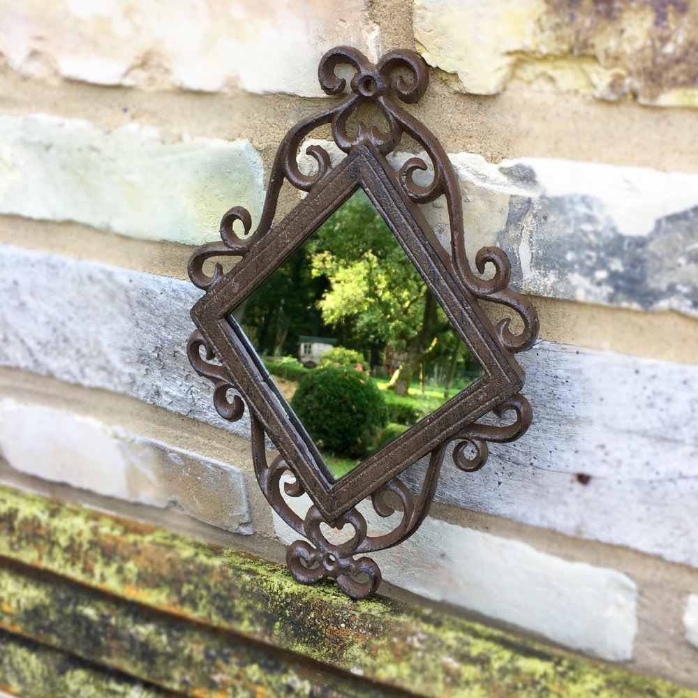 Türdekoration Spiegel Fenster - Spiegel Raute - Eisenfenster Antik Spiegel