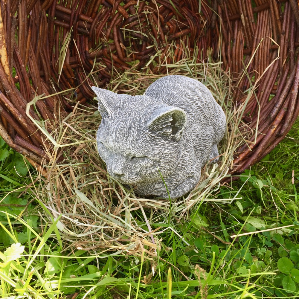 Terrassen Dekoration schnurrende Katze - Betonfiguren Katzen Garten Tierfiguren