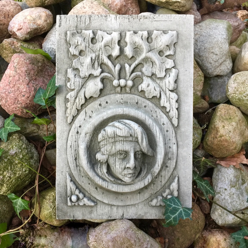 Tudor Stil Relief Mauer Dekoration britisch, Steinfigur Wand Figuren Mittelalter