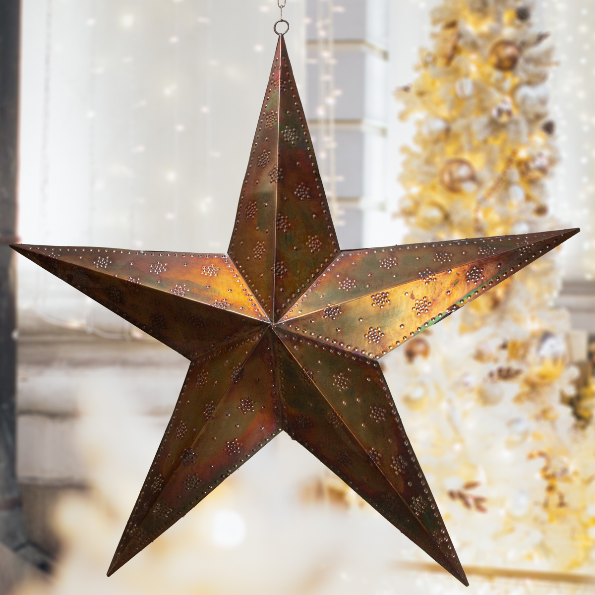 Weihnachtsstern, 3D, Deko, Weihnachten, | Eisen, Kupfer, Rot | H69 x B73cm