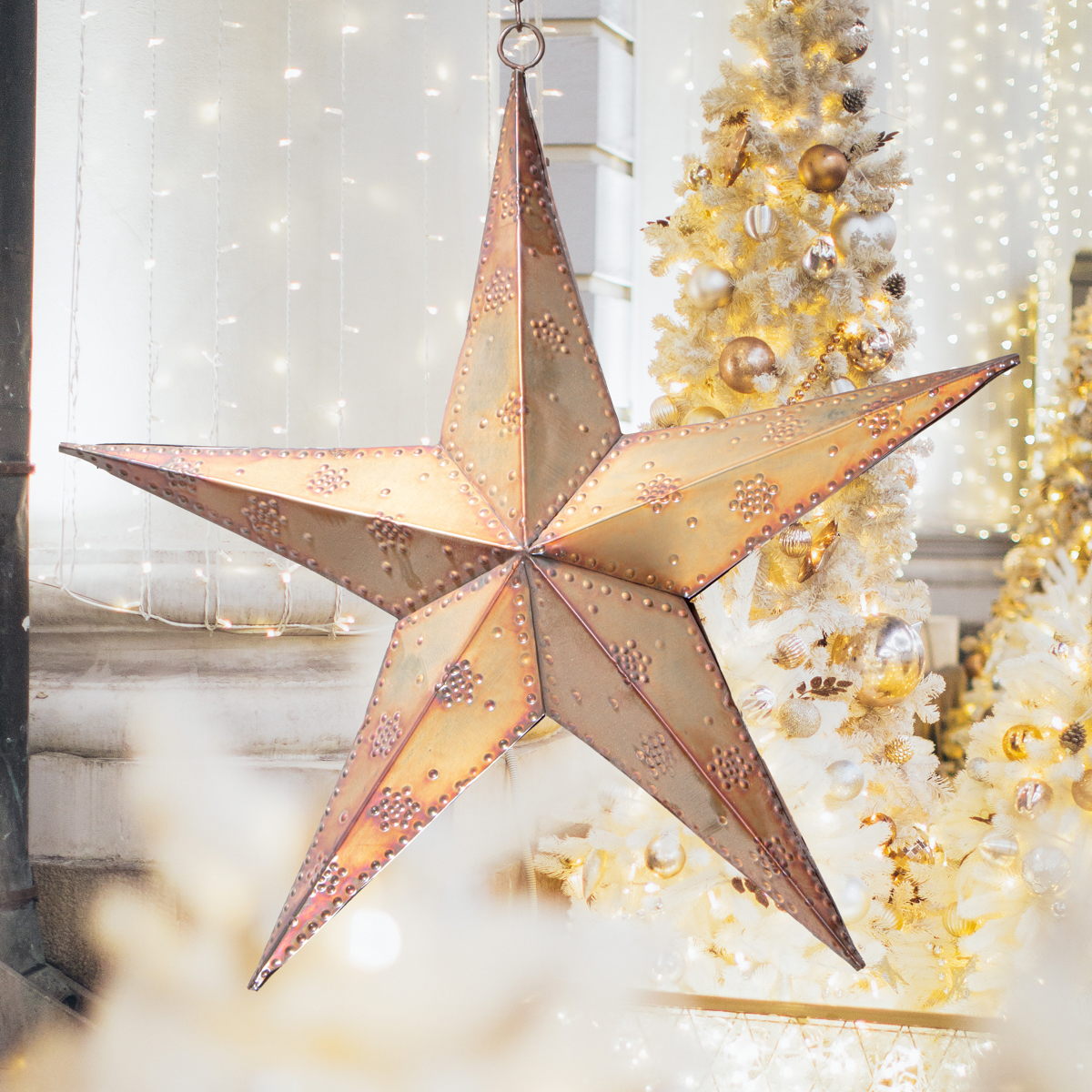 Weihnachtsstern, 3D, klein, Weihnachten | Eisen, Kupfer, rot | H37,5 x B40cm