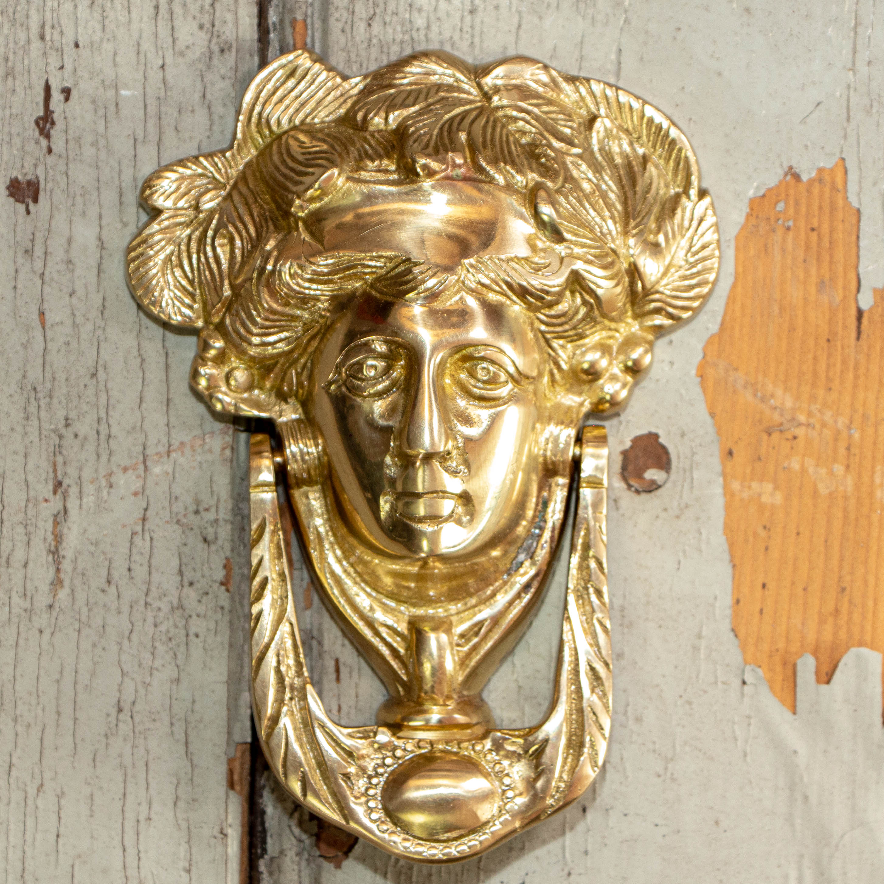 Türklopfer Grande Madeleine wie antik französisch, Messing Glanz, Türbeschlag