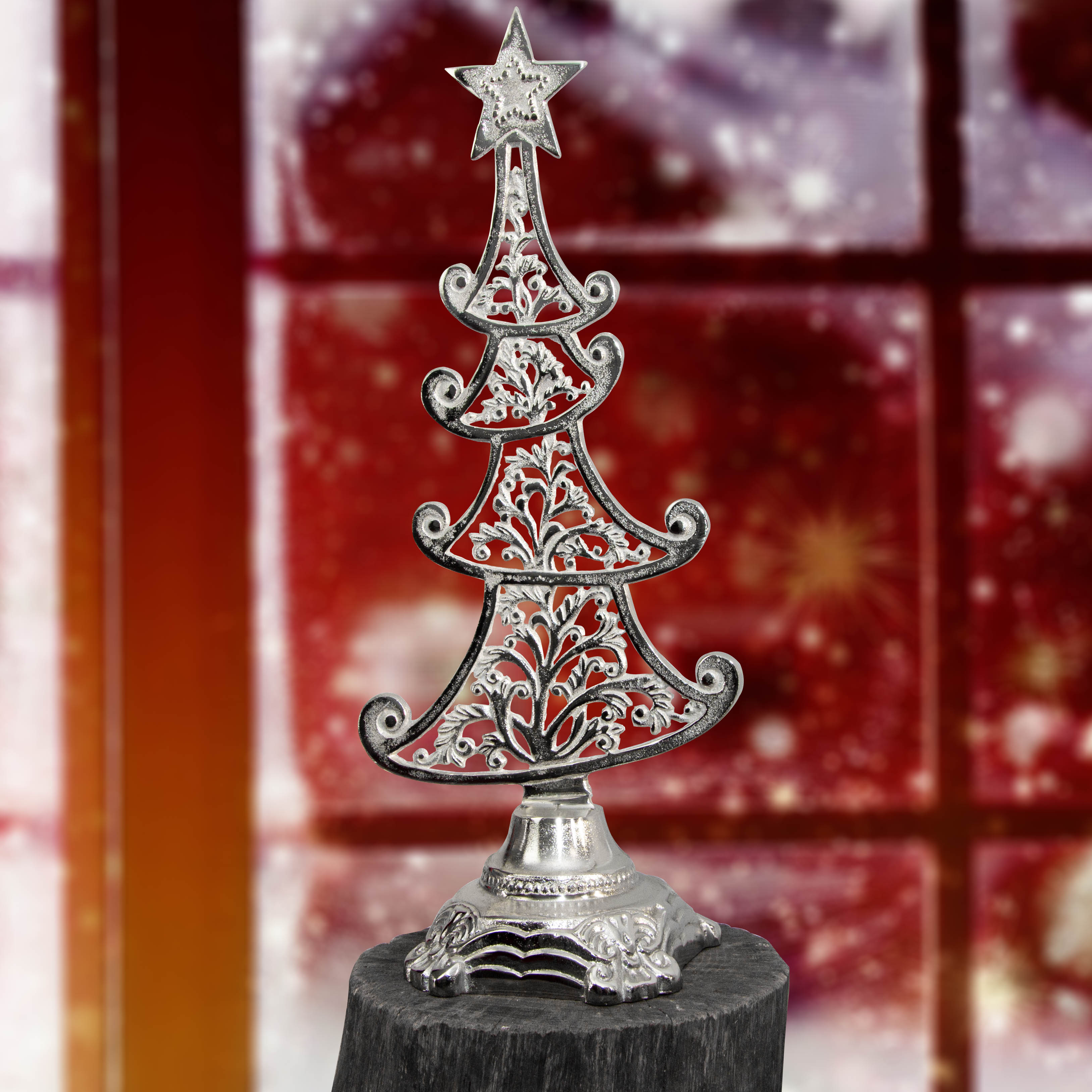 Tannenbaum, Aluminium, groß, Weihnachtsbaum für Fensterbrett, Weihnachten