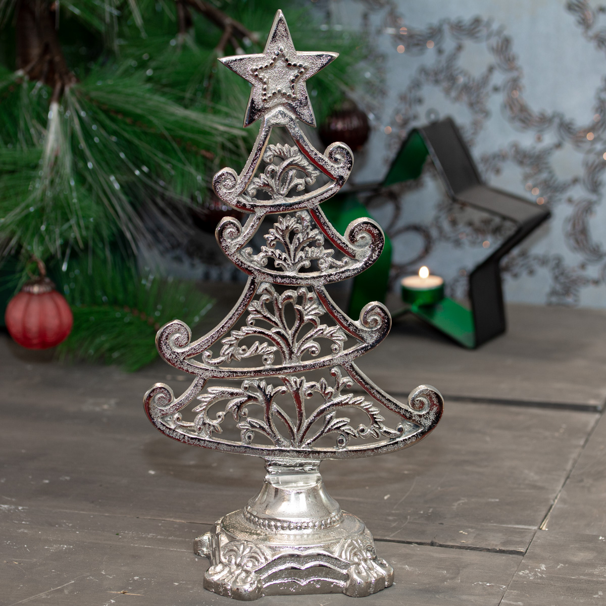 Tannenbaum, Aluminium, Weihnachtsbaum für Fensterbrett, Tischdeko Weihnachten