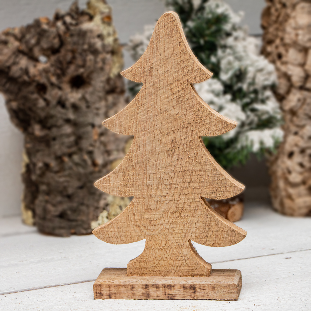 Skulptur, Weihnachtsbaum ,Tischdeko zu Weihnachten |Holz, Braun | H27,5xB14,0cm