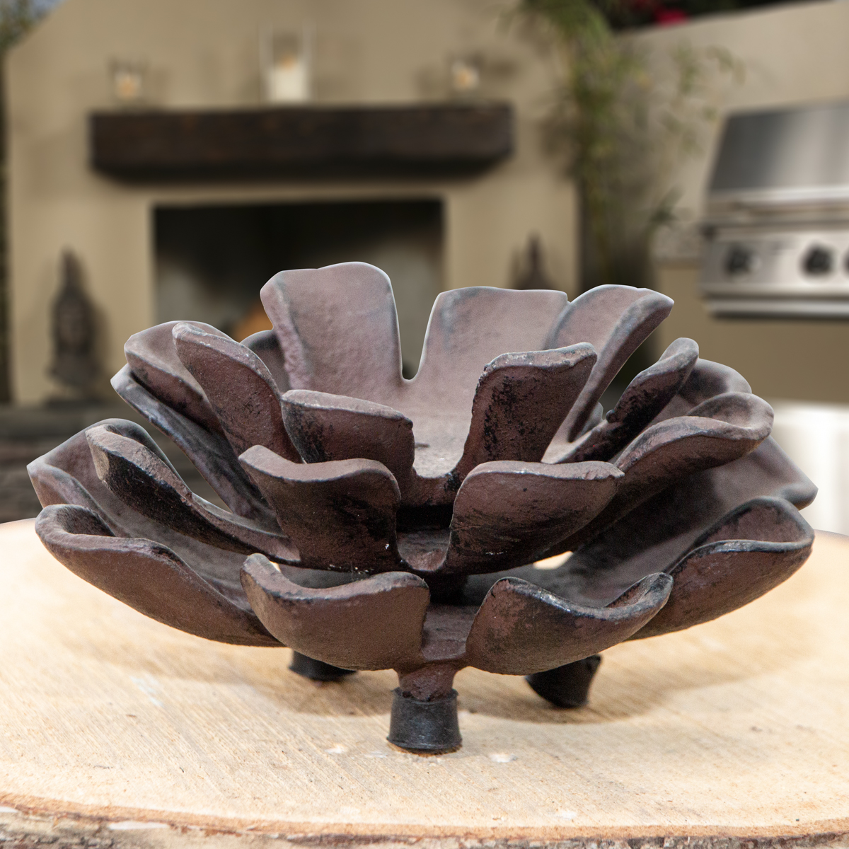 Dekorativer Teelichthalter, Blüten, Dekoration, Braun