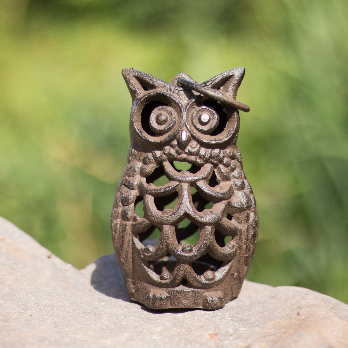 Windlicht als Eule, Teelichthalter, Uhu als Sturmlicht, im Antik- Stil
