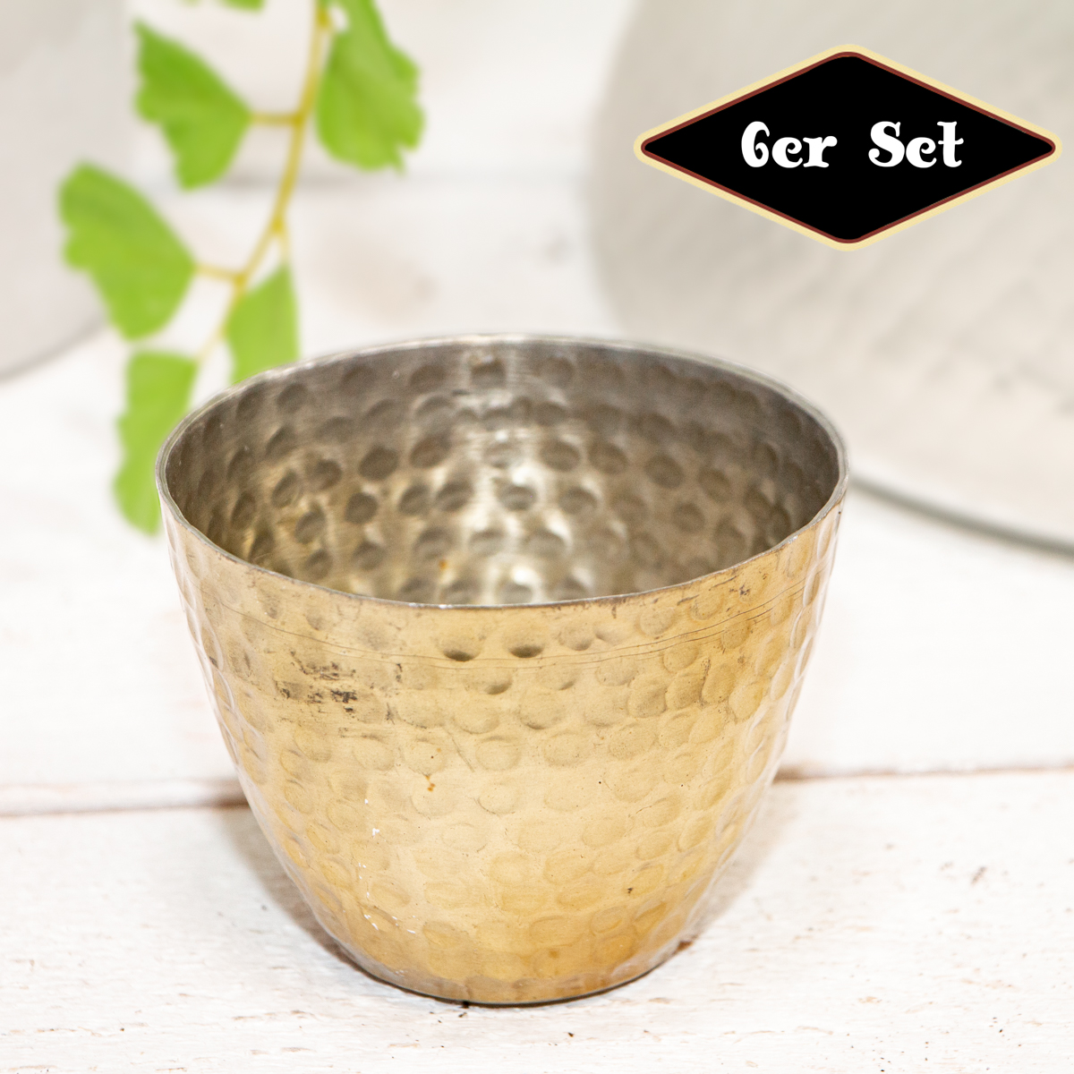 Teelichtset, 6er, Vasen, Struktur | Eisen, Gold | H 6,5 x B 8,5 cm