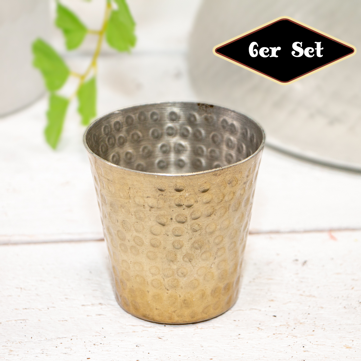 Teelichtset, 6er, Vasen, Struktur | Eisen, Gold | H 7,5 x B 7,2 cm