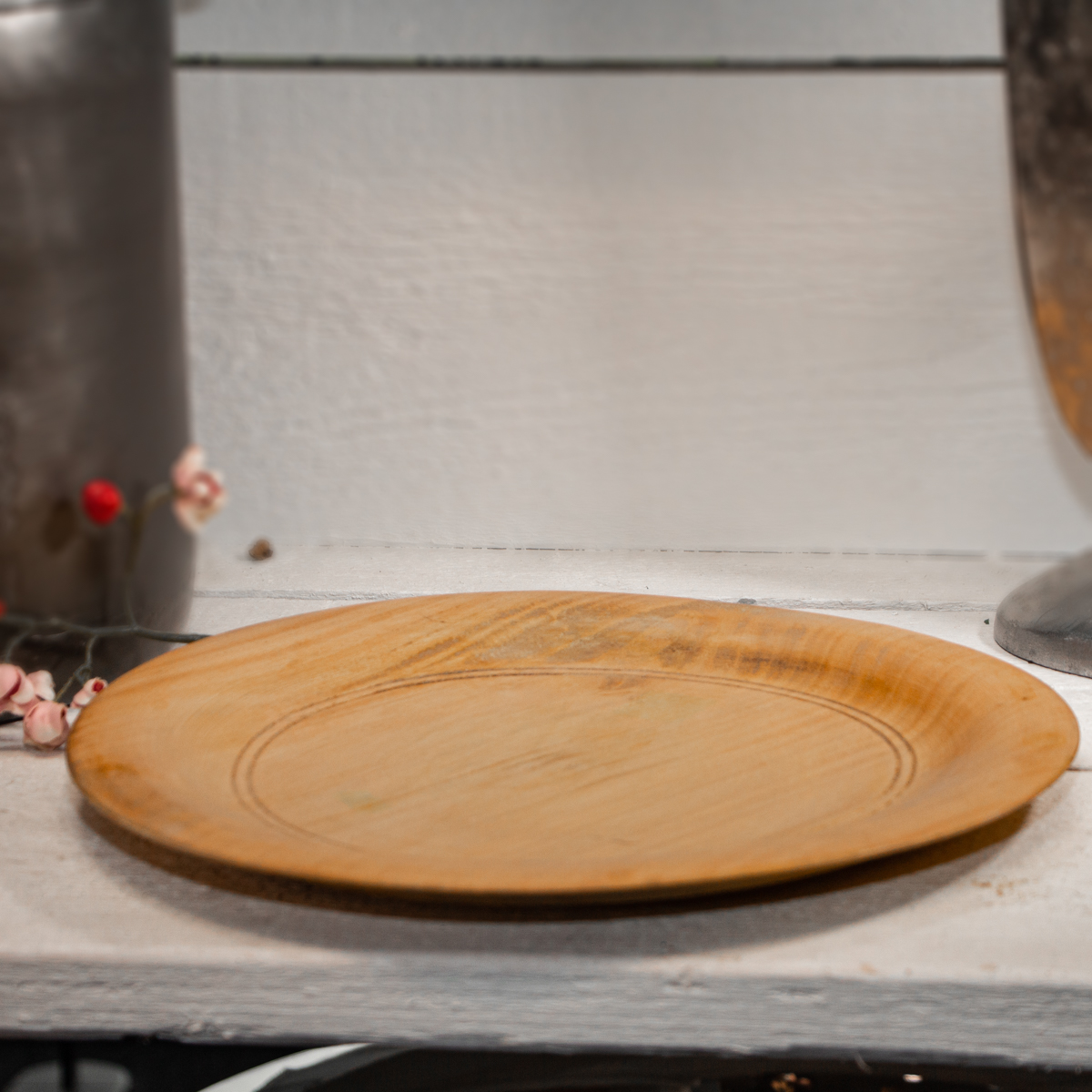 Teller, Dekoration, rund, Holz, Groß, Braun