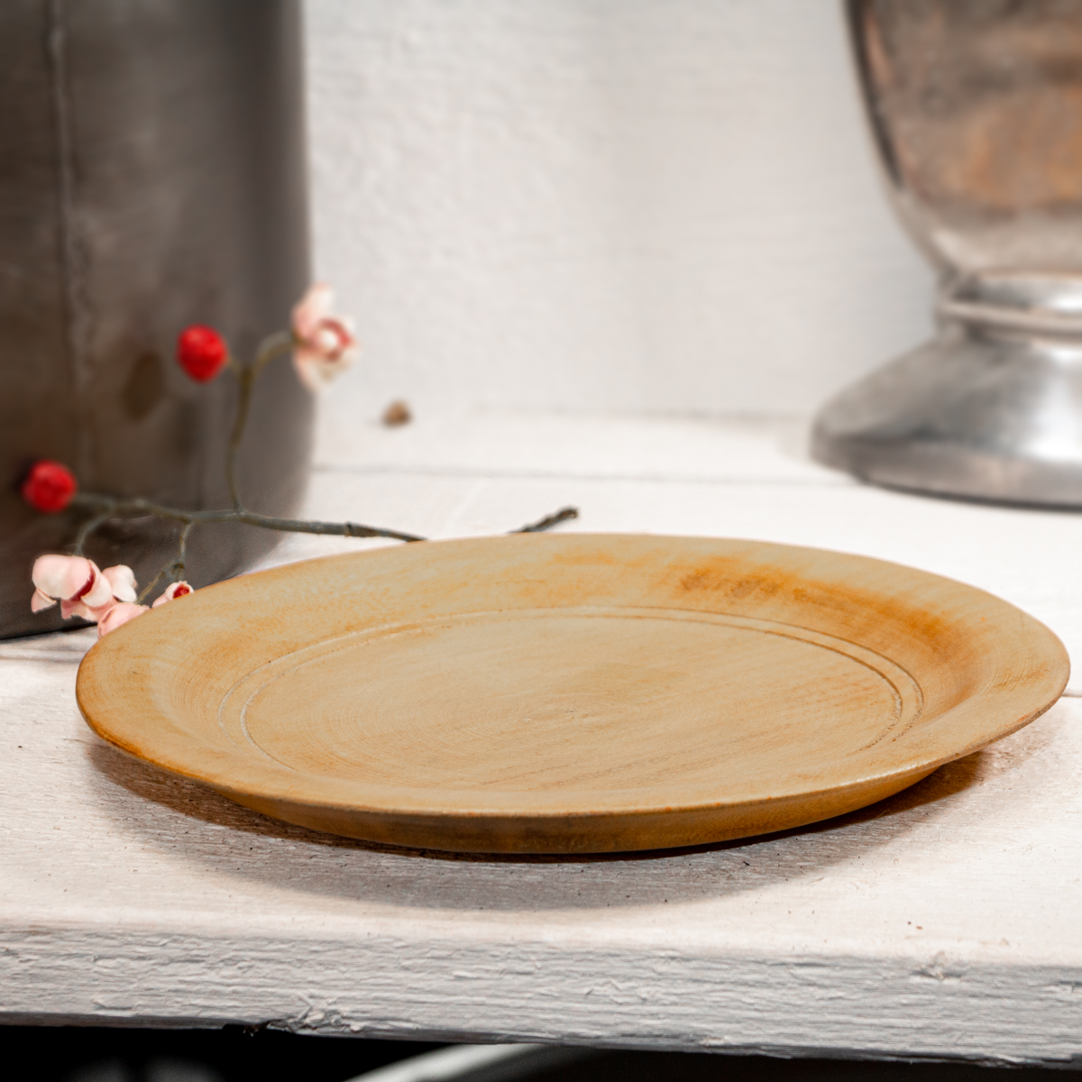 Teller, Dekoration, rund, Holz, Mittel, Braun