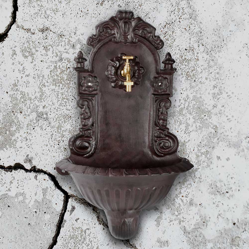 Gartenbrunnen, Wandbrunnen, Wasserzapfstelle Waschbecken, Gusseisen