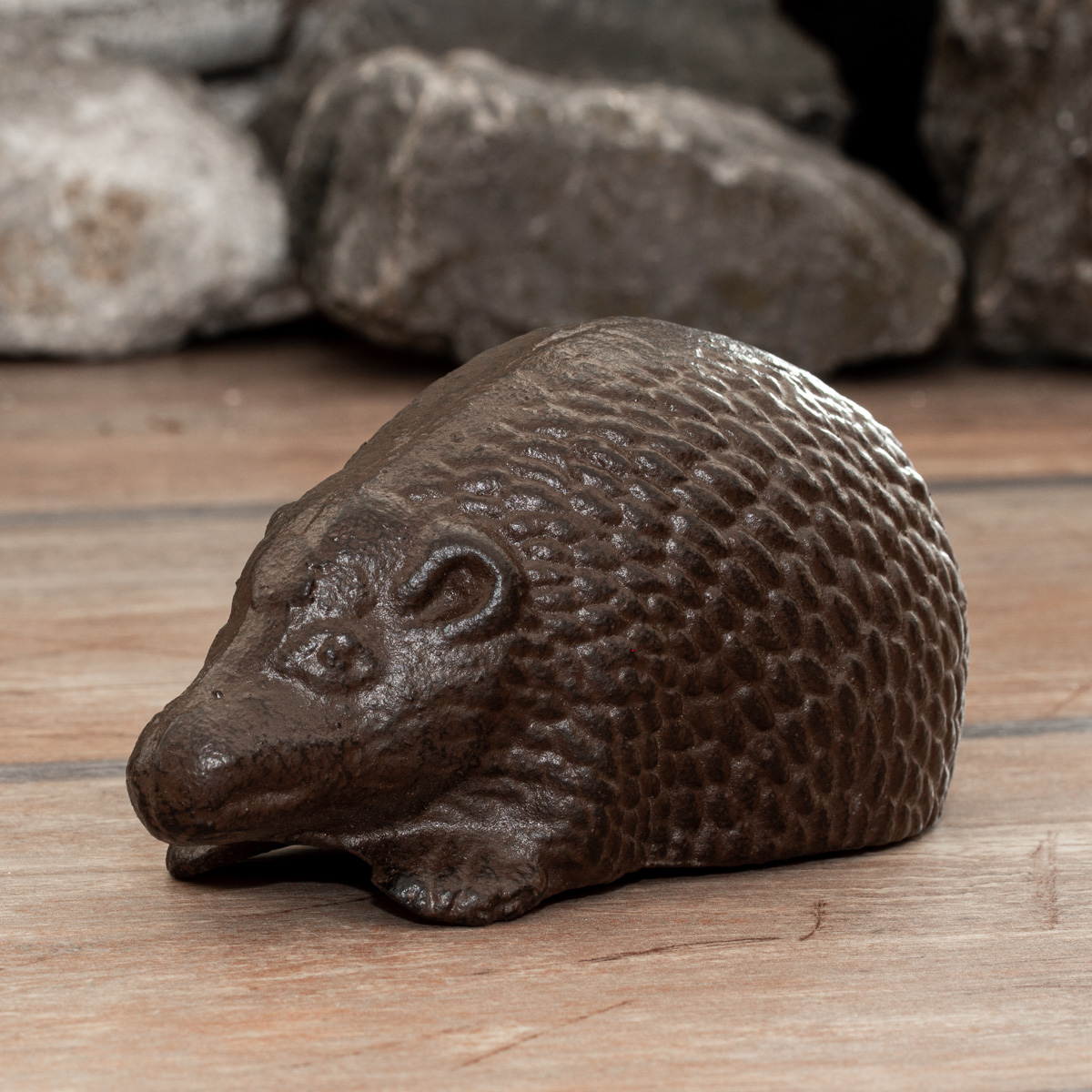Skulptur Igel, Igel aus Gusseisen, Dekoration Antik-Braun, rustikal