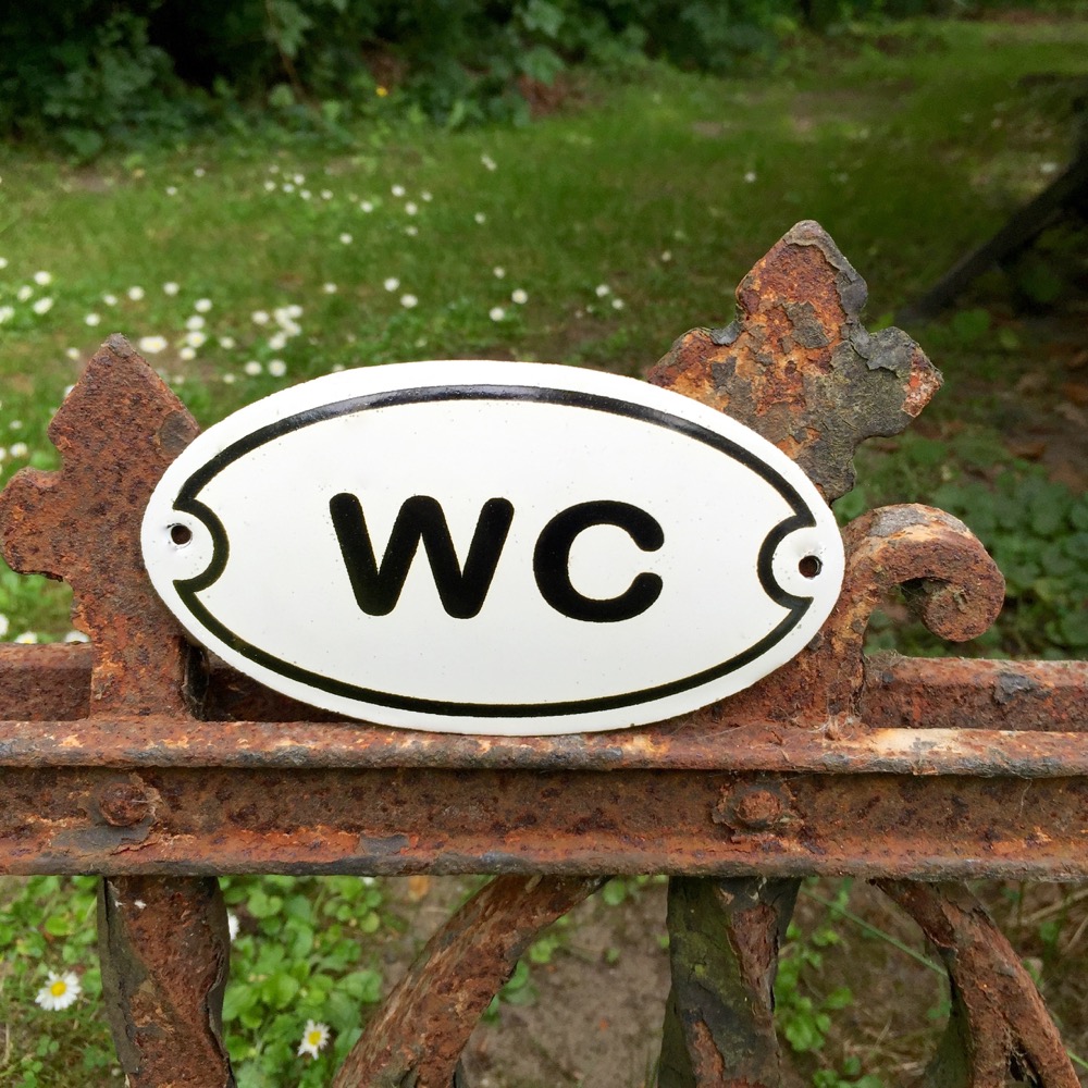 Toilettenschild Emaille, WC-Schild oval, Türschild Toilette wie antik