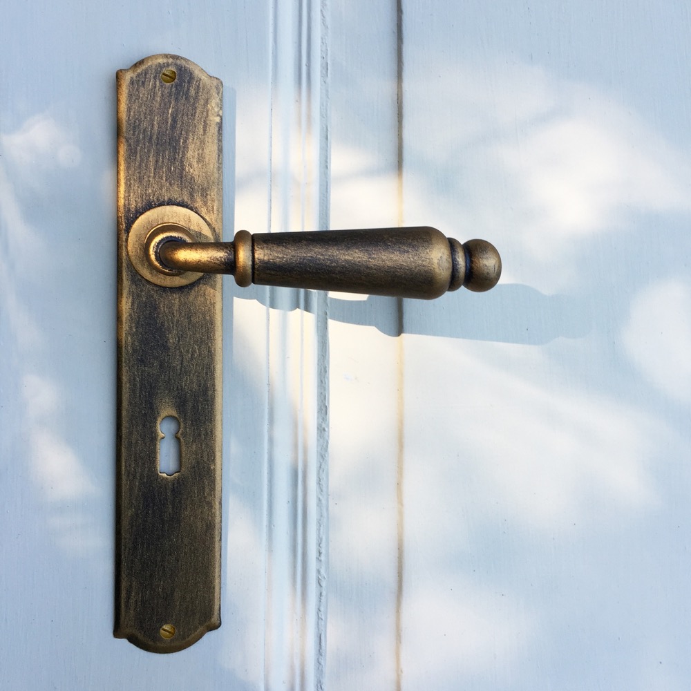 Drückergarnitur für Zimmertüren-Langschilder- Edles Design |BB72|Gold-bronze