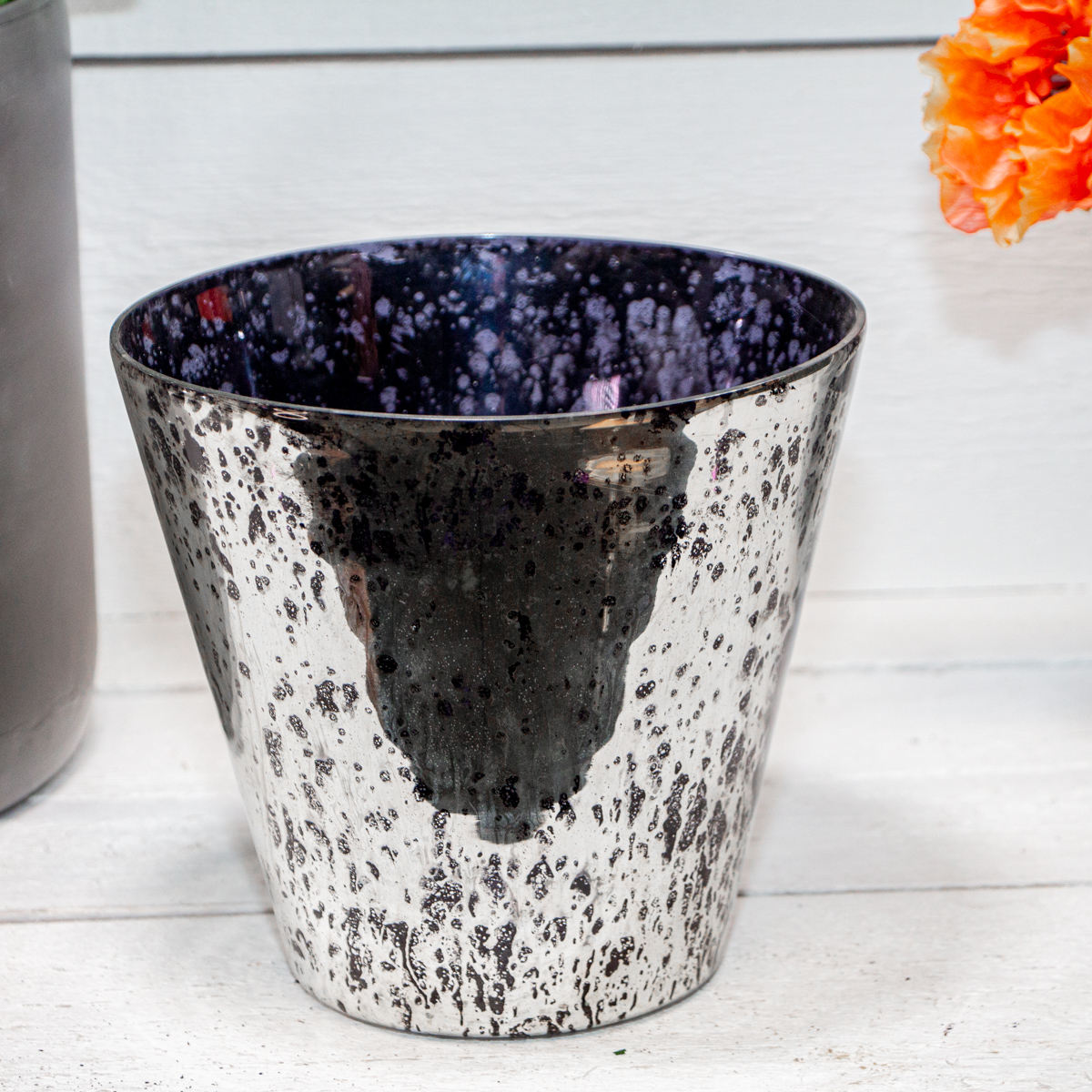 Blumenvase. Dekoration, Glas, Chabby Chic | Glas, Silber | H 19,0 x B 20,0 cm