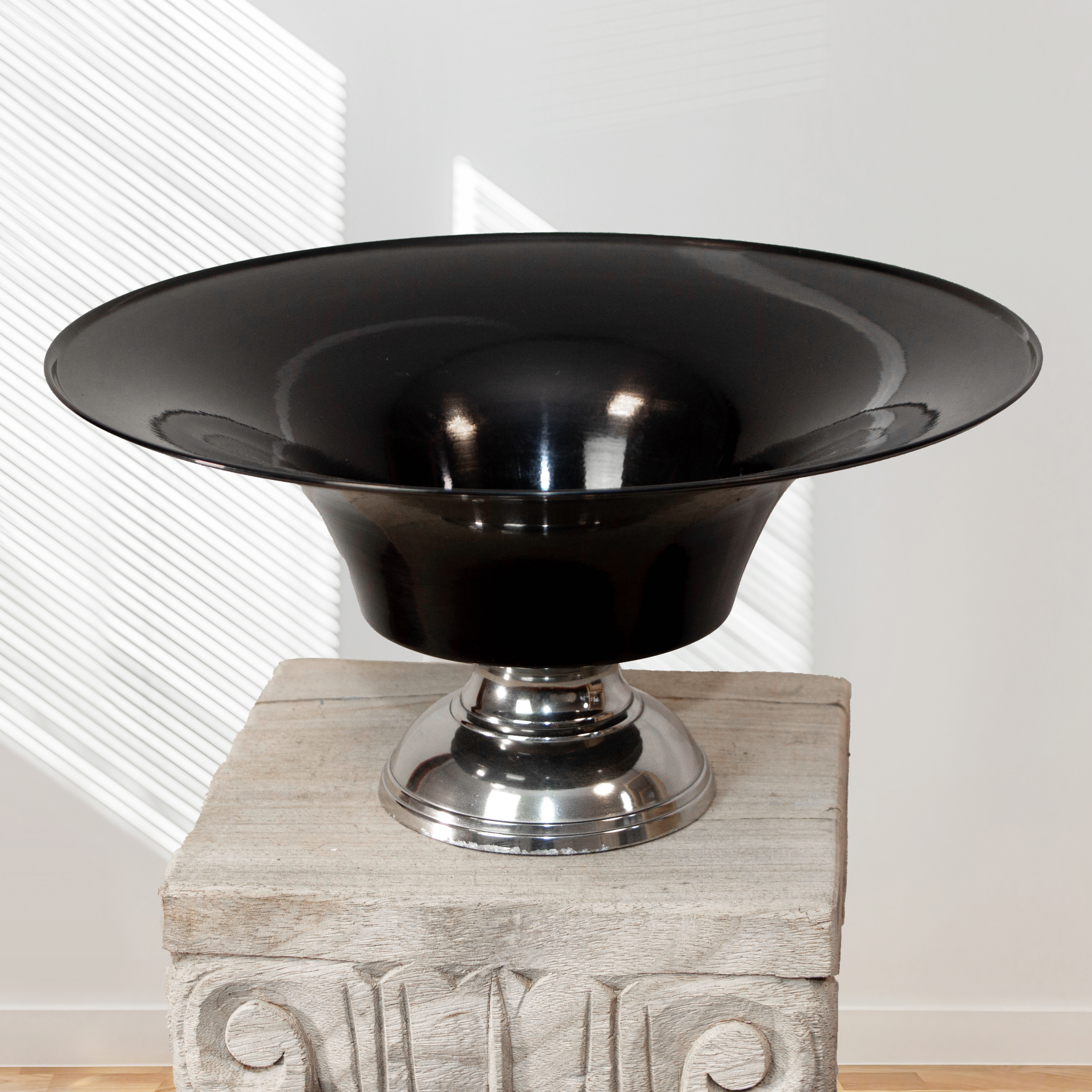 Vase, Schwarz, flach, Eisen, Aluminium Fuss, Schüssel, Dekoration