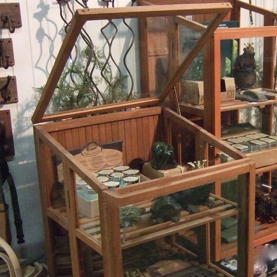 Gartenvitrine Gewächshaus aus Hartholz, Anzuchtkasten-Glaskasten Treibhaus kl