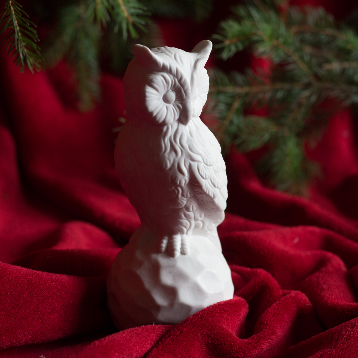 Hübsche Eule aus Keramik, Weißer Uhu als Deko zum hinstellen