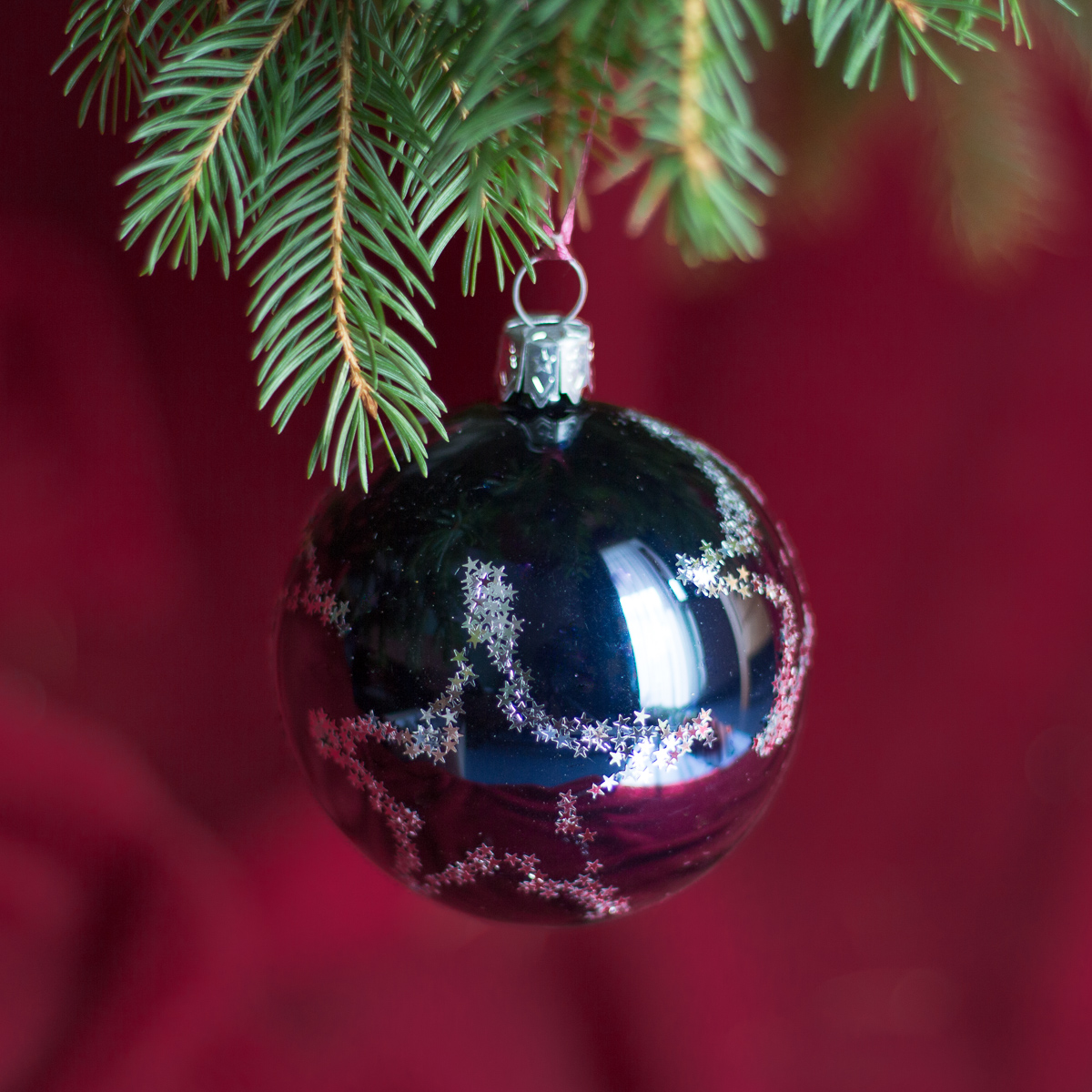 6x Christbaumkugeln aus Glas, Weihnachtskugeln mit Sternen Christbaumkugeln