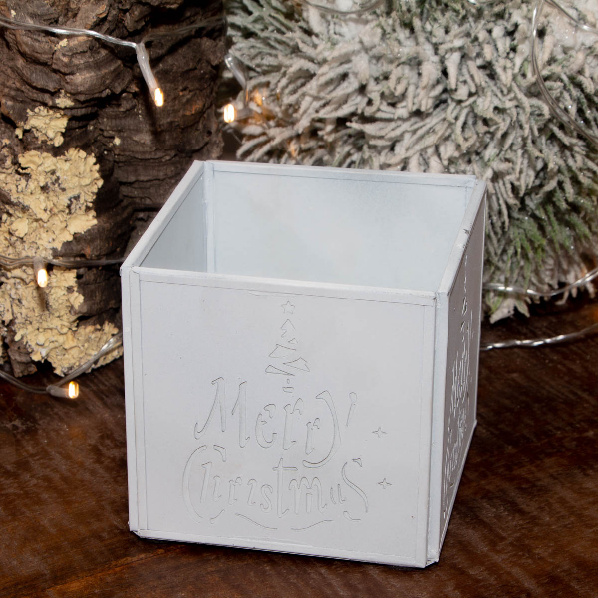 Teelichthalter, Metall, Weihnachtsdeko | Eisen, weiß | H10,5xB10,5 cm