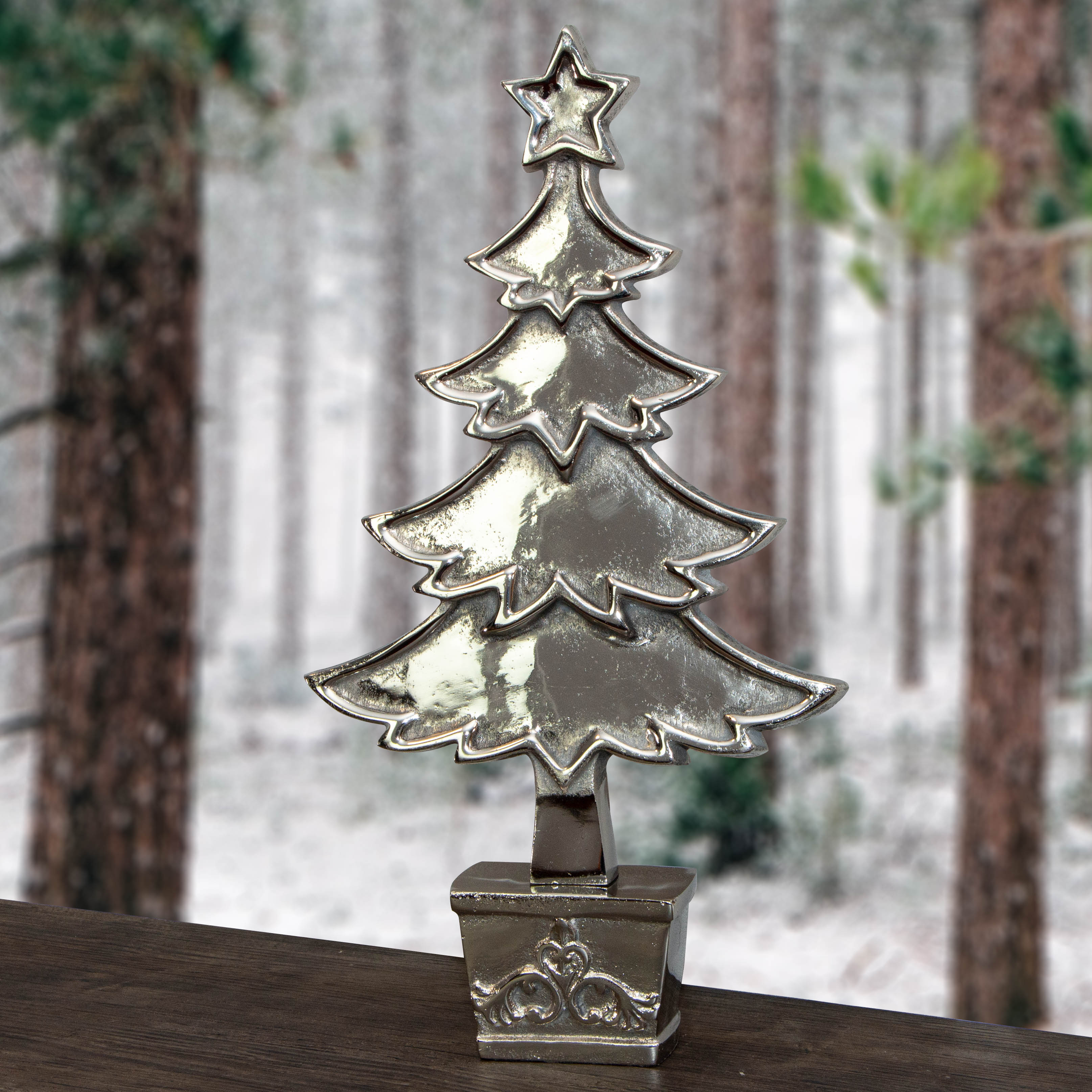 Tannenbaum, Aluminium, mittelgroß, Weihnachtsbaum für Fensterbrett, Weihnachten