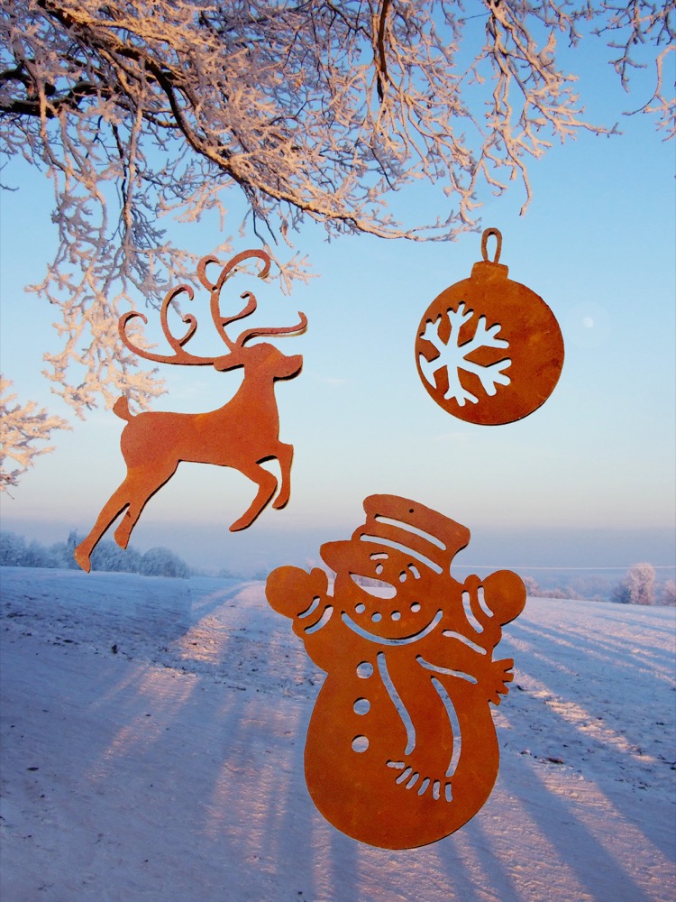 Dekoration zum Hängen, Christbaumschmuck Edelrost, Antik Weihnachtsbaum Anhänger