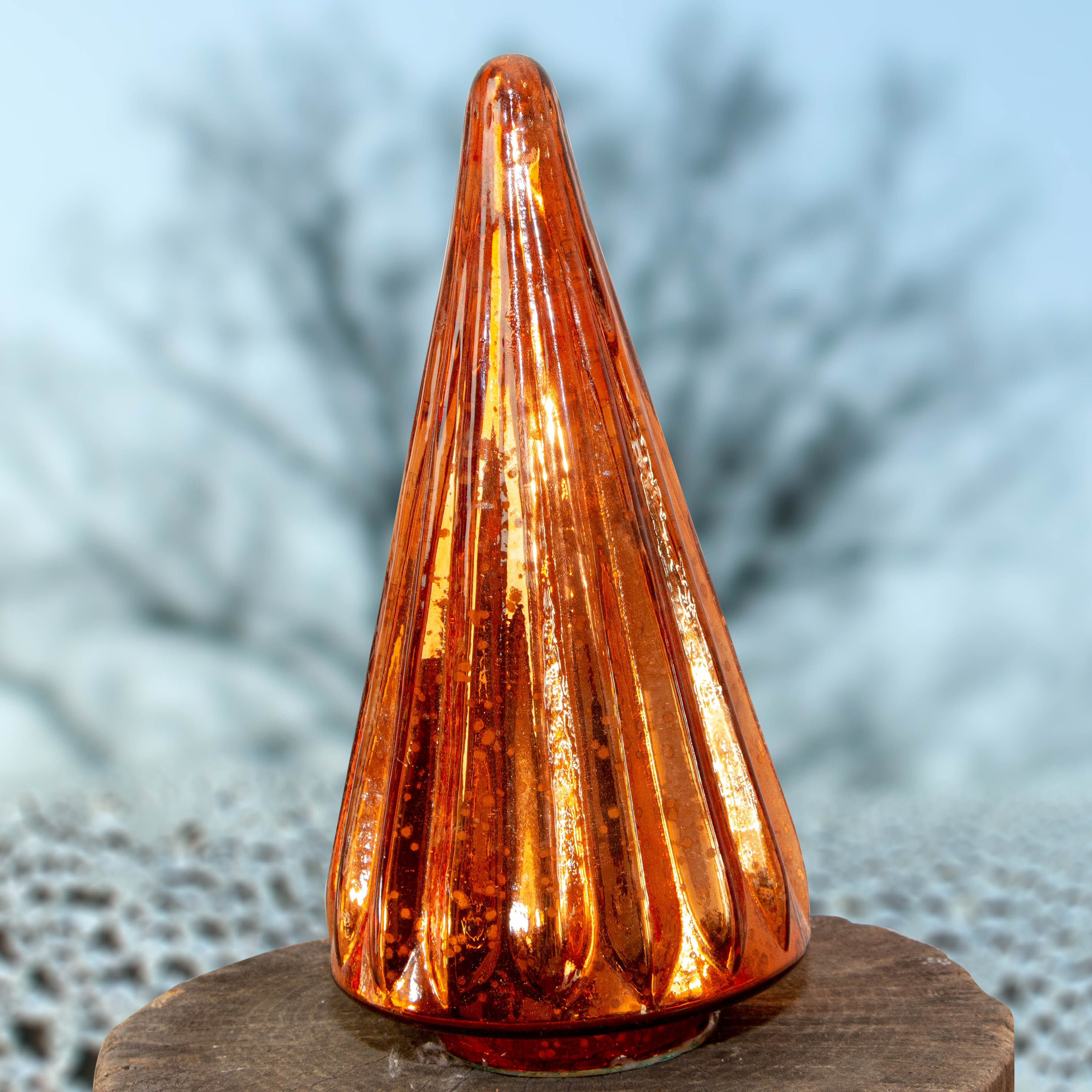 Skulptur, Rot, Glas in Weihnachtsbaum Optik, Weihnachten, wie Tannenbaum