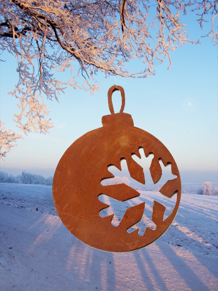 Baumschmuck Weihnachtskugel Edelrost Anhänger Weihnachtsbaum Winterdeko Garten