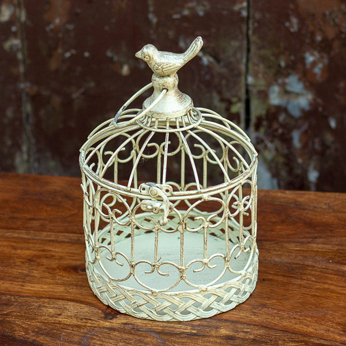 Filigrane Nostalgie-Hängeampel, Blumenampel als Vogelkäfig, Balkondekoration