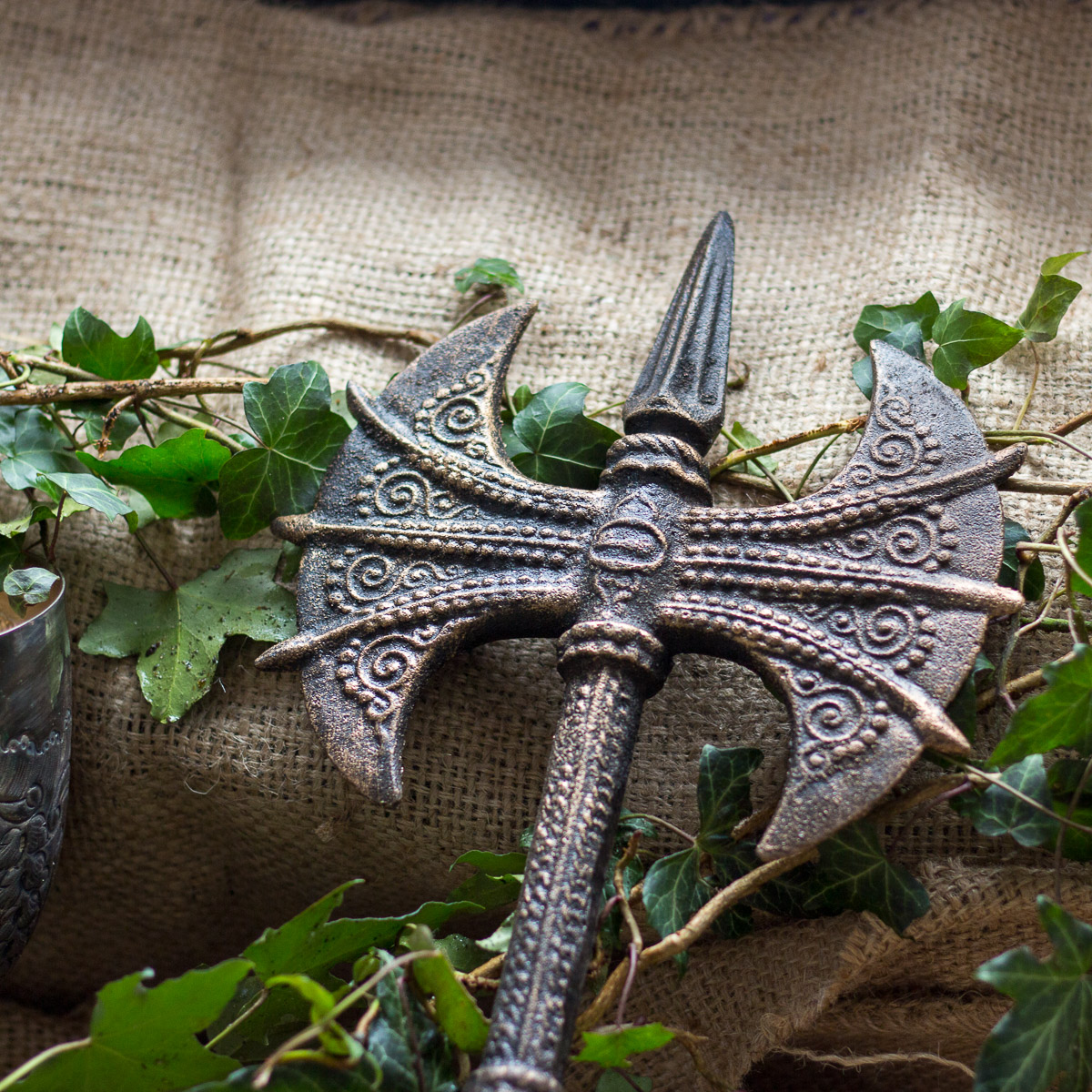 Doppelaxt, Kriegeraxt, Streitaxt, Waffenimitat als schöne Deko, Larpwaffe