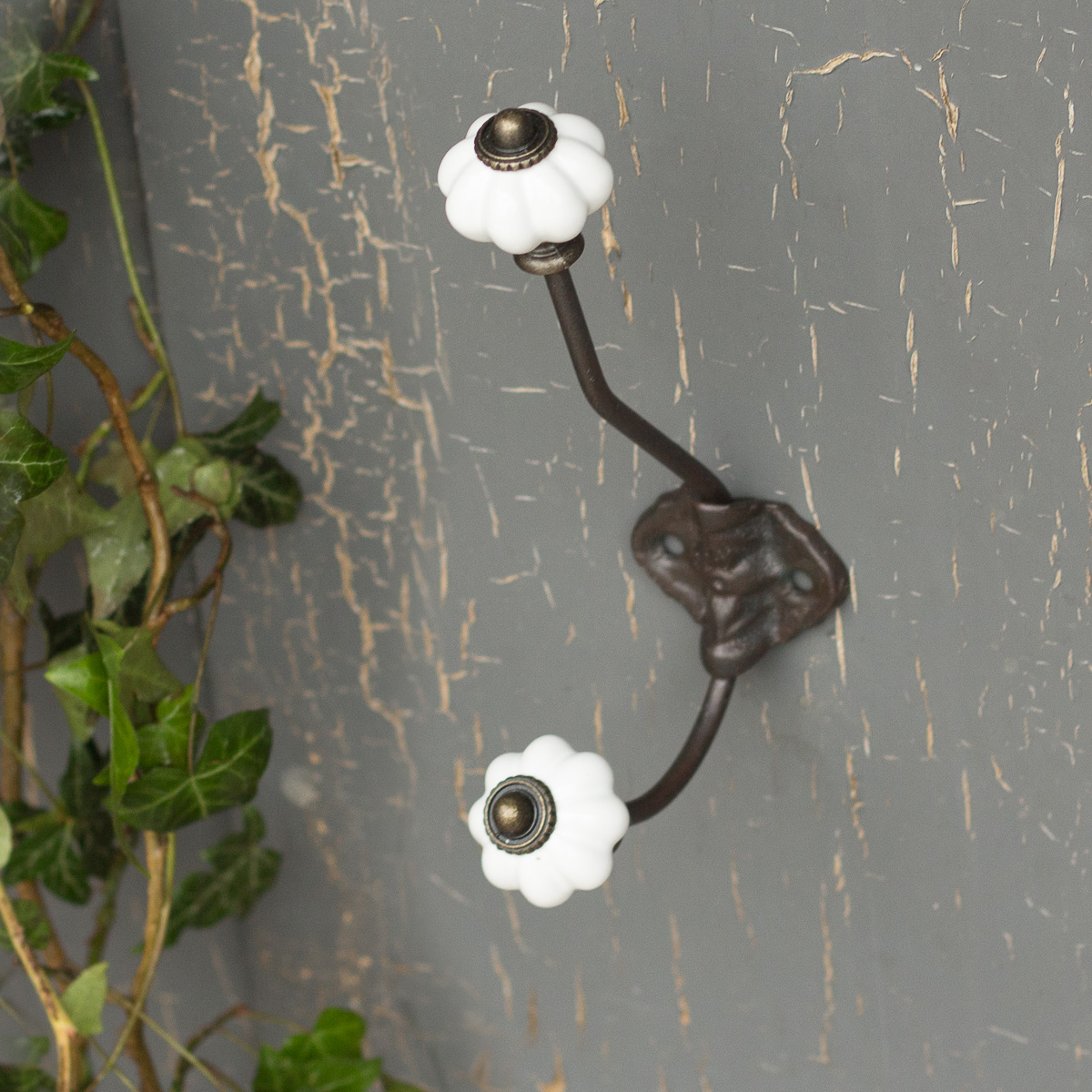 Garderobenhaken, Haken für Handtücher, Kleiderhaken mit Porzellanknauf