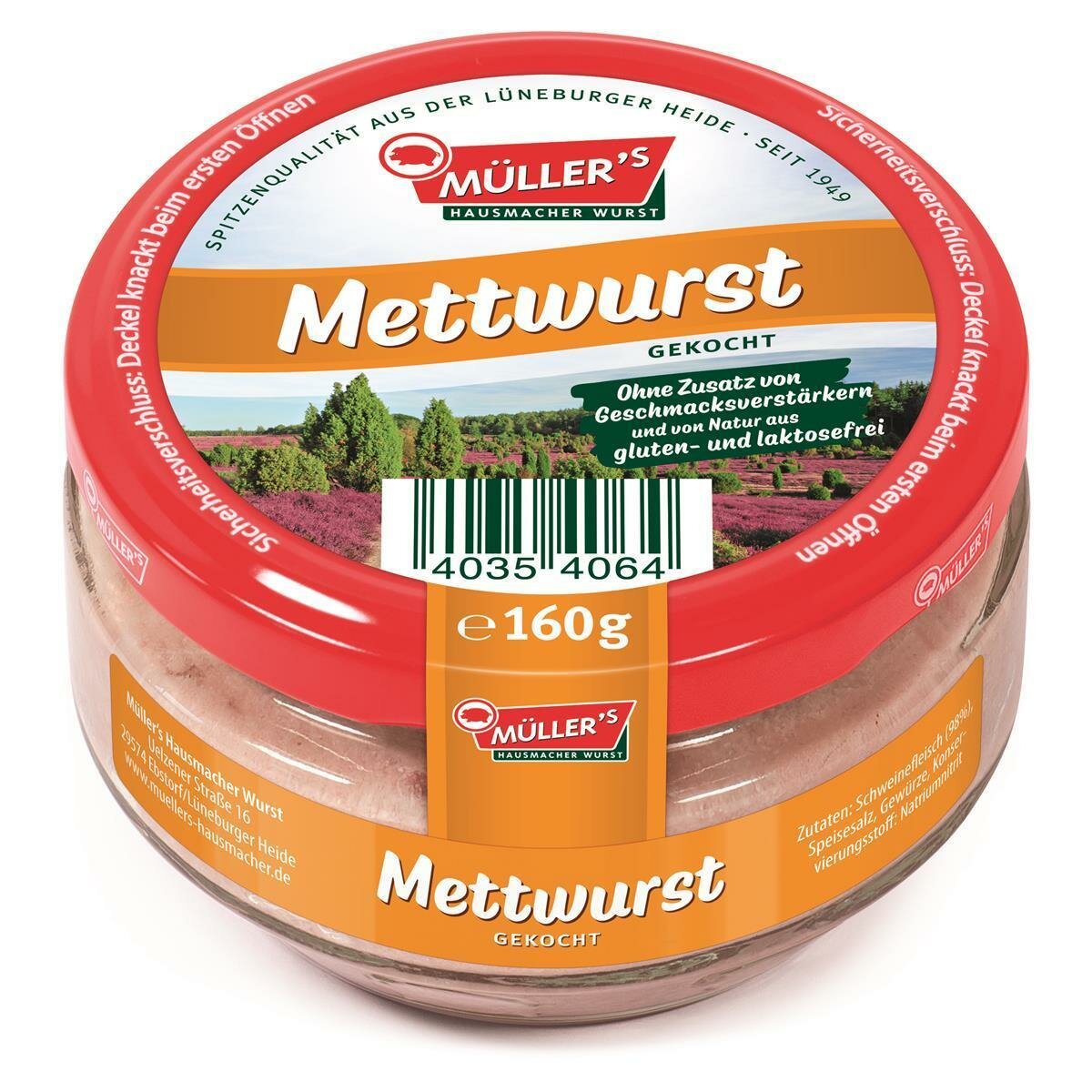 6x Müller's Mettwurst 160g Glas