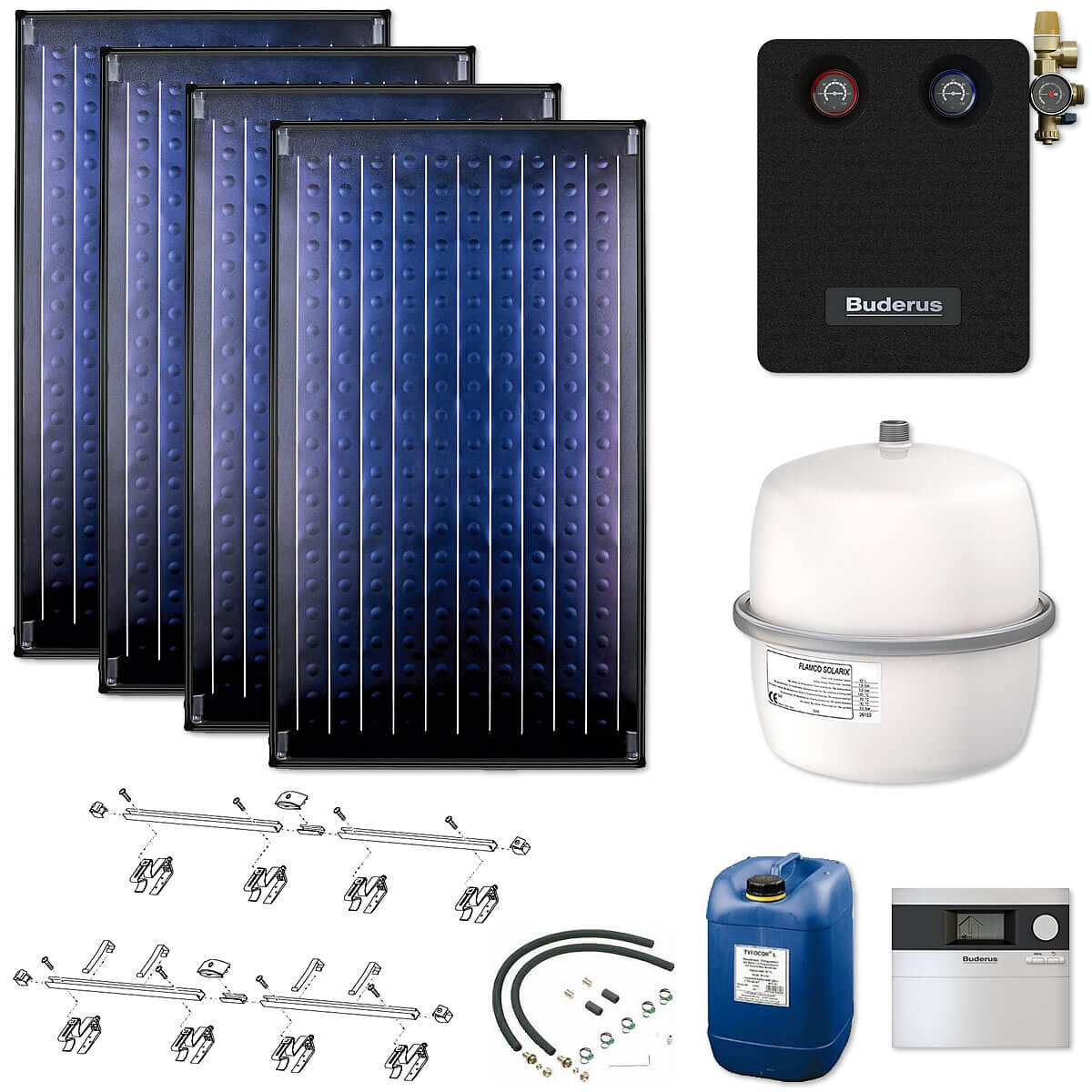 Buderus Solaranlage 9,48m² Logaplus S97 - 4 Kollektoren SKN4.0-s