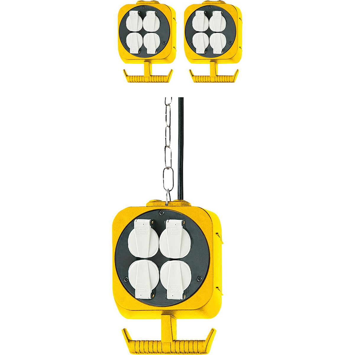Energie-Block Stromverteiler mit 2x4 Schukosteckdosen 5m Kabel H05 VV-F3 G1,5