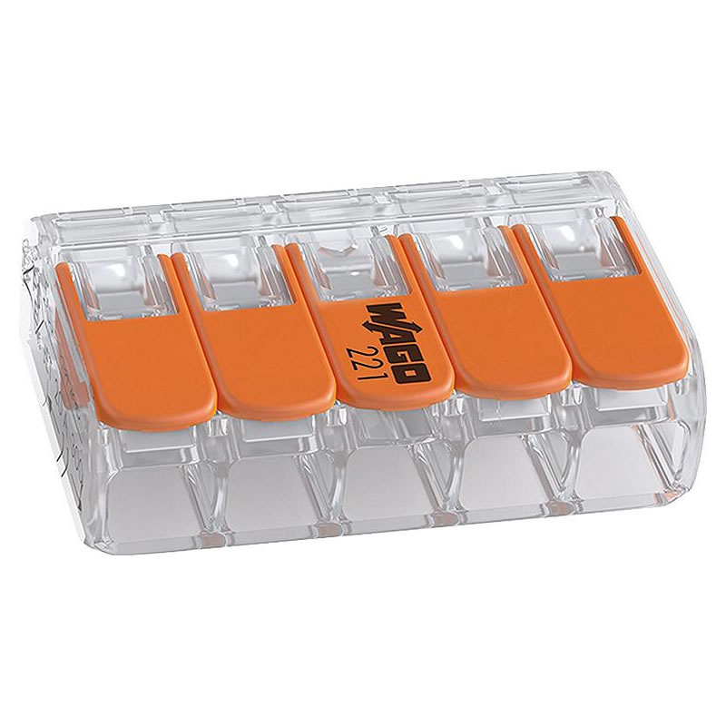 Verbindungsklemmen Wago 25 Stück, Typ 221-415 - 5-Leiter - Anschlussquerschnitt 0,14 - 4,0 mm²