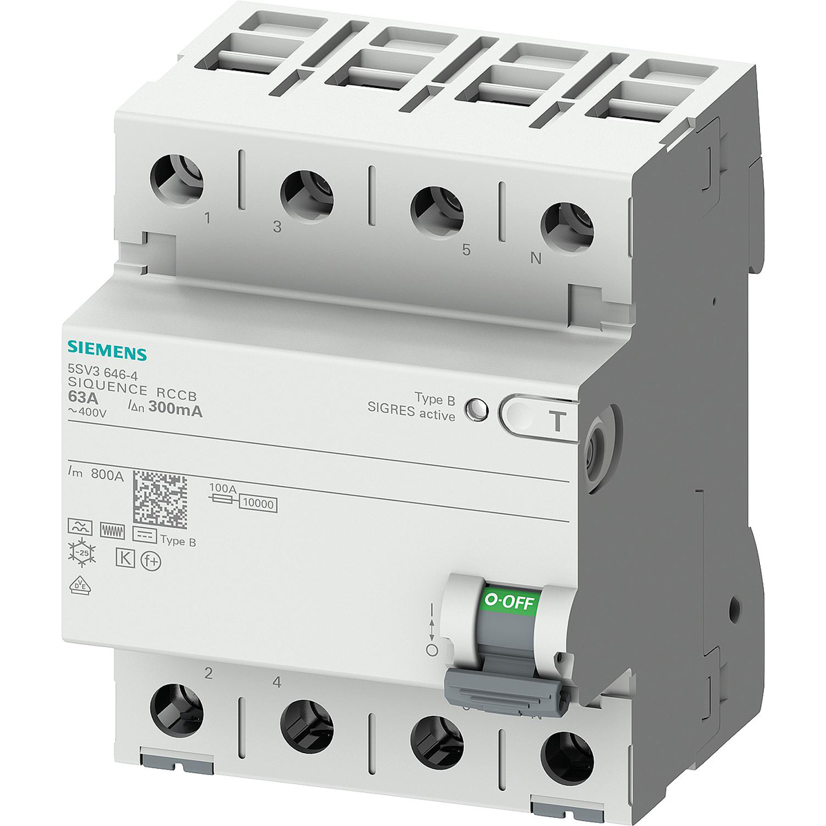 FI-Schutzschalter Siemens 4-polig, Typ B, 40 A, 300 mA 5SV3644-4