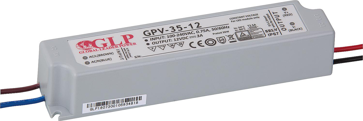 Trafo für Leuchtmittel 12V, 0-36W - nicht dimmbar - 150 x 40 x 30 mm