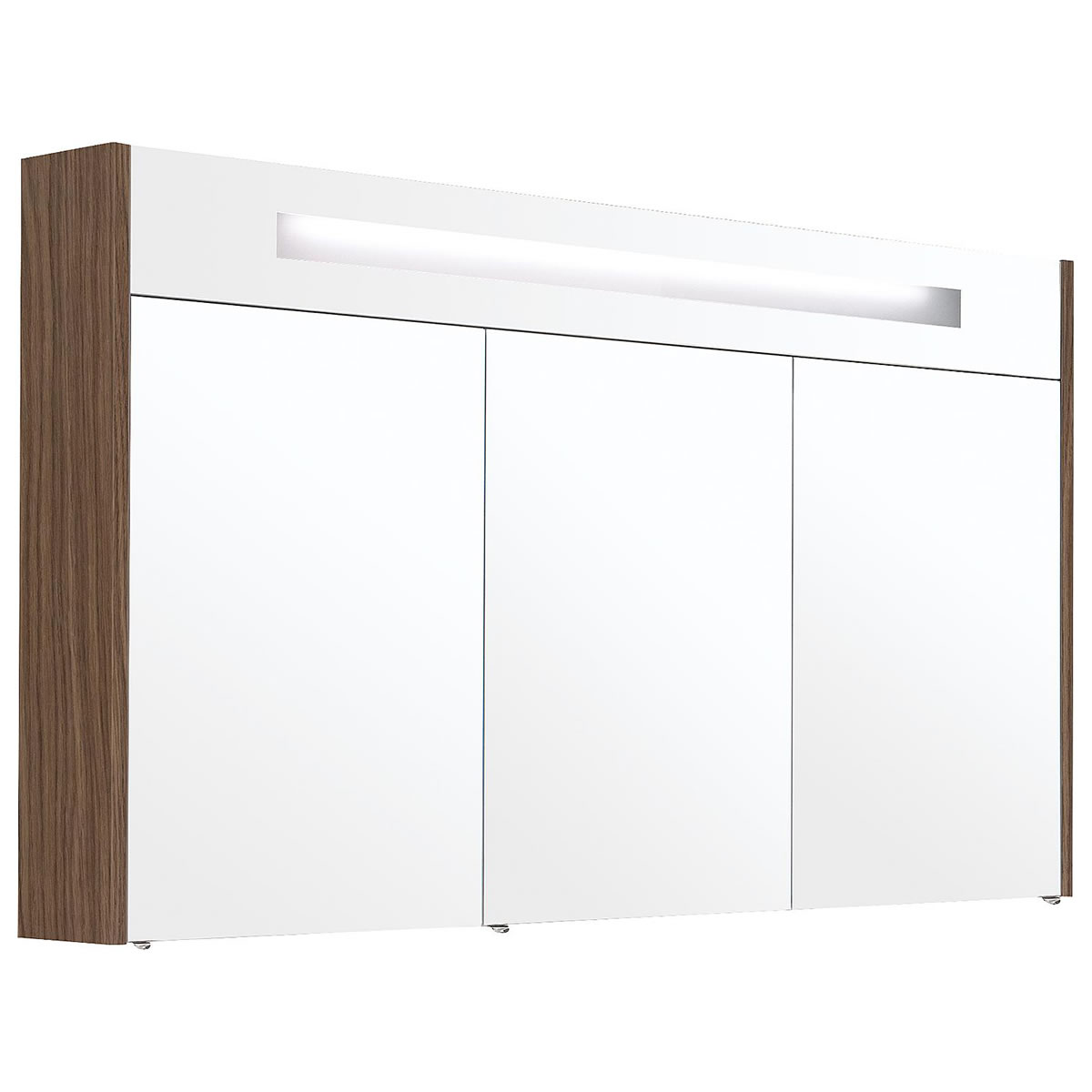 Spiegelschrank mit beleuchteter Blende, Eiche Khaki, 3 Türen, 1200 x 750 x 188 mm - 93 174 40