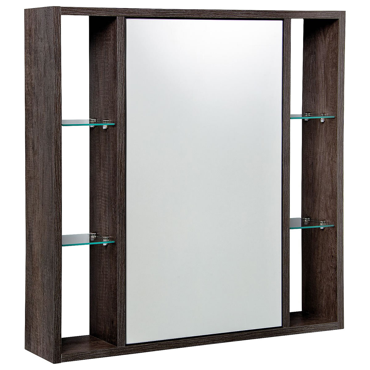 Spiegelschrank Lucky mit offenen Seitenteile und 1 Türe, mit E-Box, Chateau Eiche, 740 x 750 x 160 mm - 93 192 05