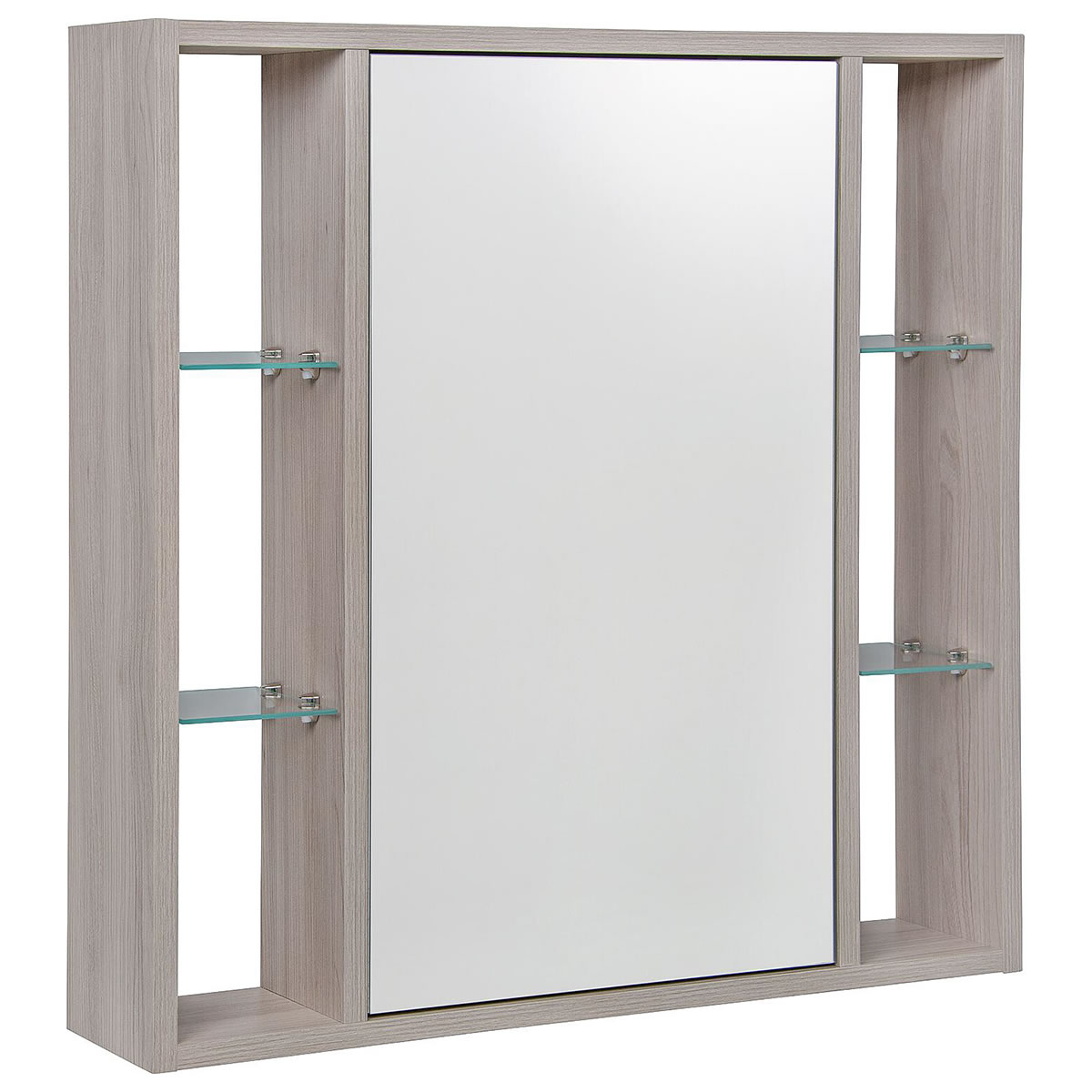 Spiegelschrank Lucky mit offenen Seitenteile und 1 Türe, mit E-Box, Ulme Rousseau, 740 x 750 x 160 mm - 93 192 06