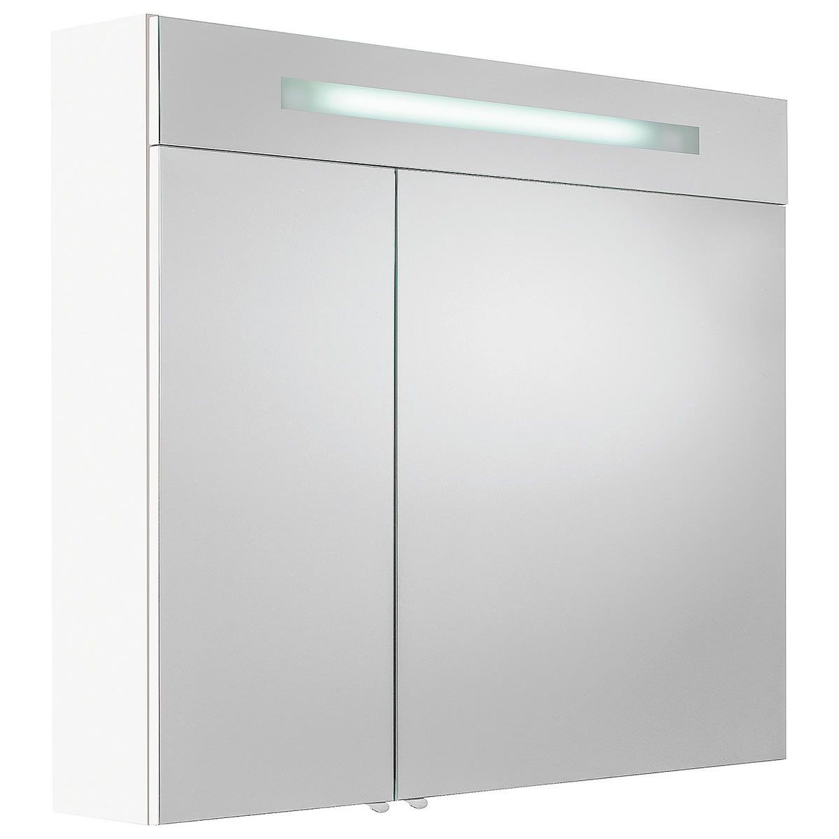 Spiegelschrank mit beleuchteter Blende, weiß matt, 2 Türen, 900 x 740 x 160 mm - 93 216 97