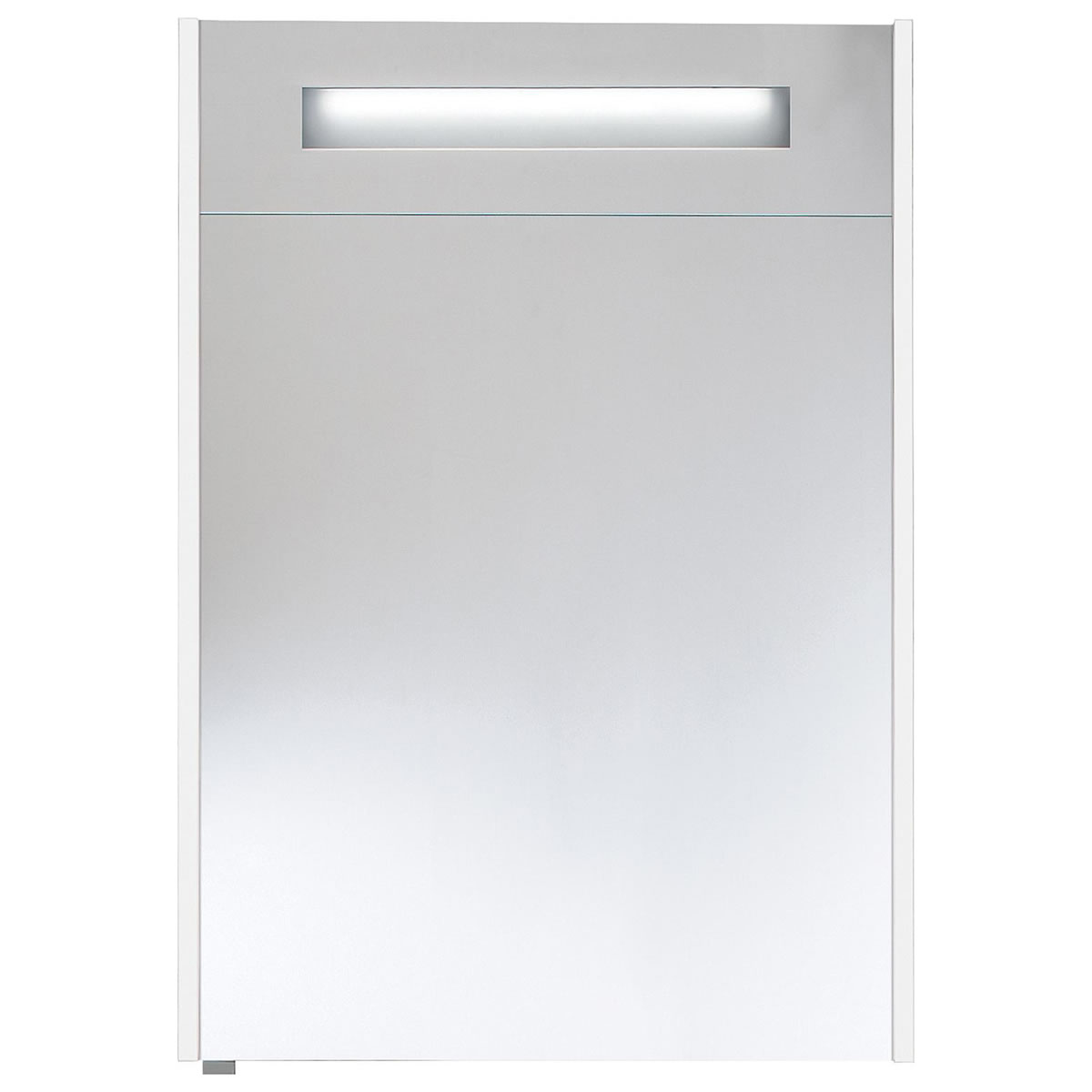 Spiegelschrank mit beleuchteter Blende, weiß matt, 1 Tür, Anschlag rechts, 600 x 750 x 188 mm - 93 217 93