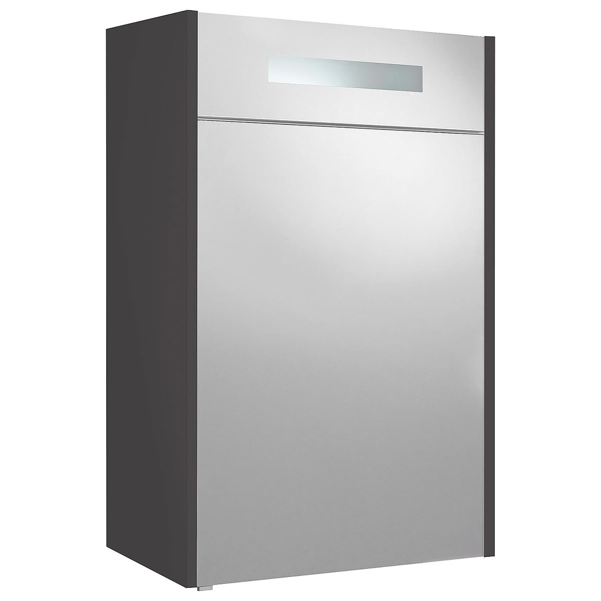 Spiegelschrank mit beleuchteter Blende, anthrazit matt, 1 Tür, Anschlag rechts, 600 x 750 x 188 mm - 93 217 95