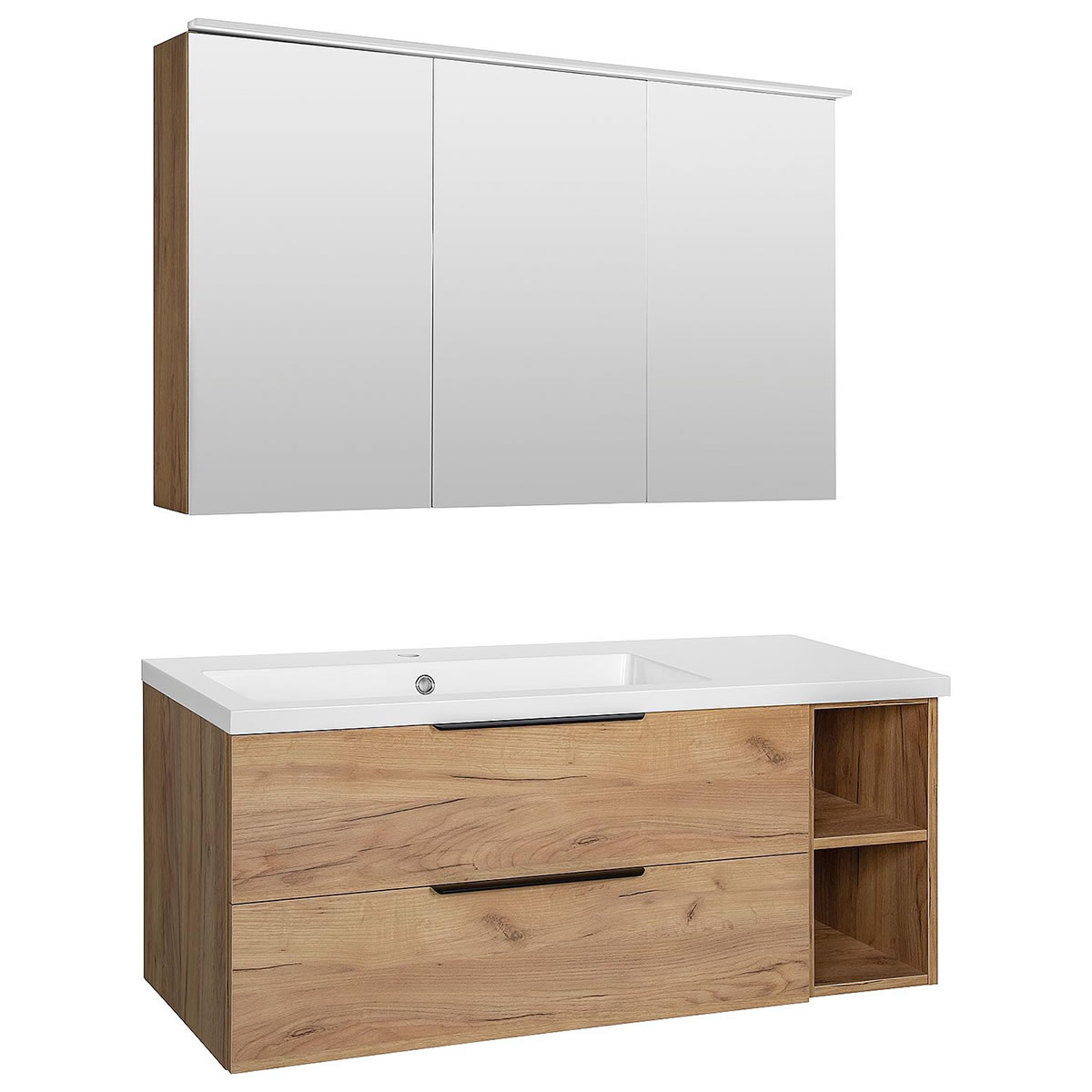 Badmöbel-Set Lossa, 2 Auszüge, 2 offene Fächer, asteiche cortina - 93 229 18