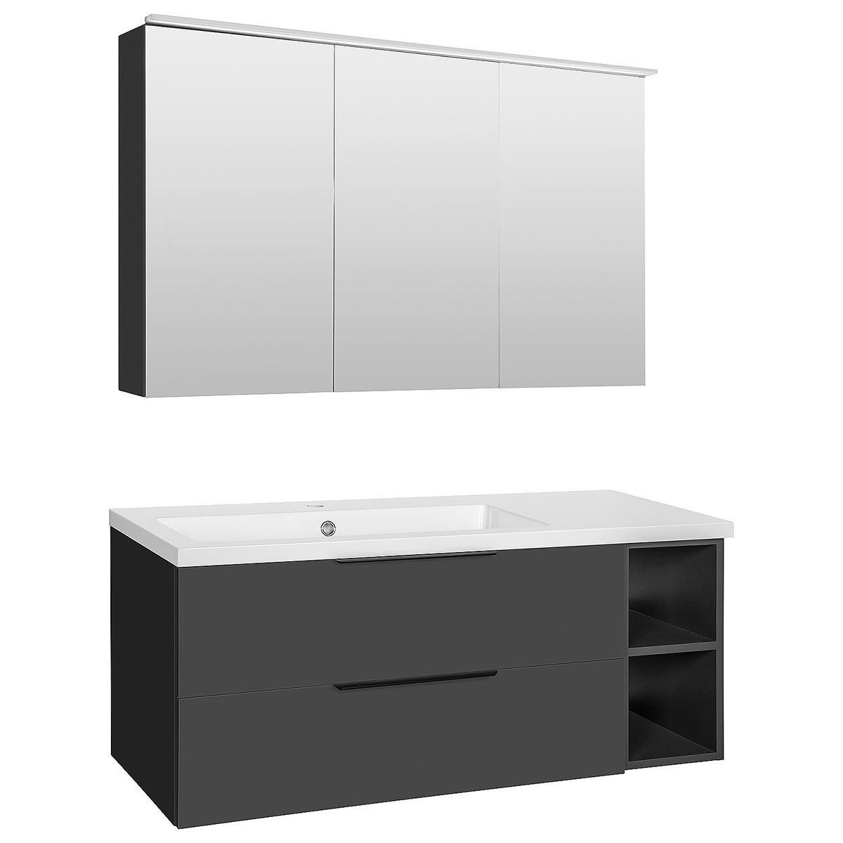 Badmöbel-Set Lossa, 2 Auszüge, 2 offene Fächer, anthrazit matt - 93 229 20