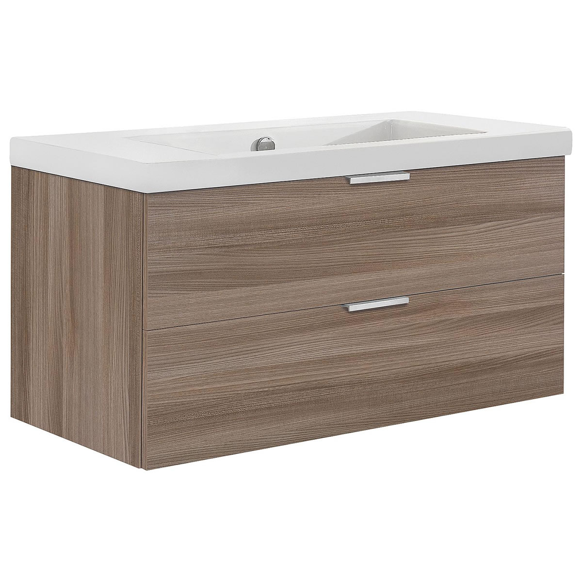 Waschtischunterschrank + Keramik-Waschtisch EPIL, Hanf Ulme, 2 Auszüge, 860 x 550 x 510 mm