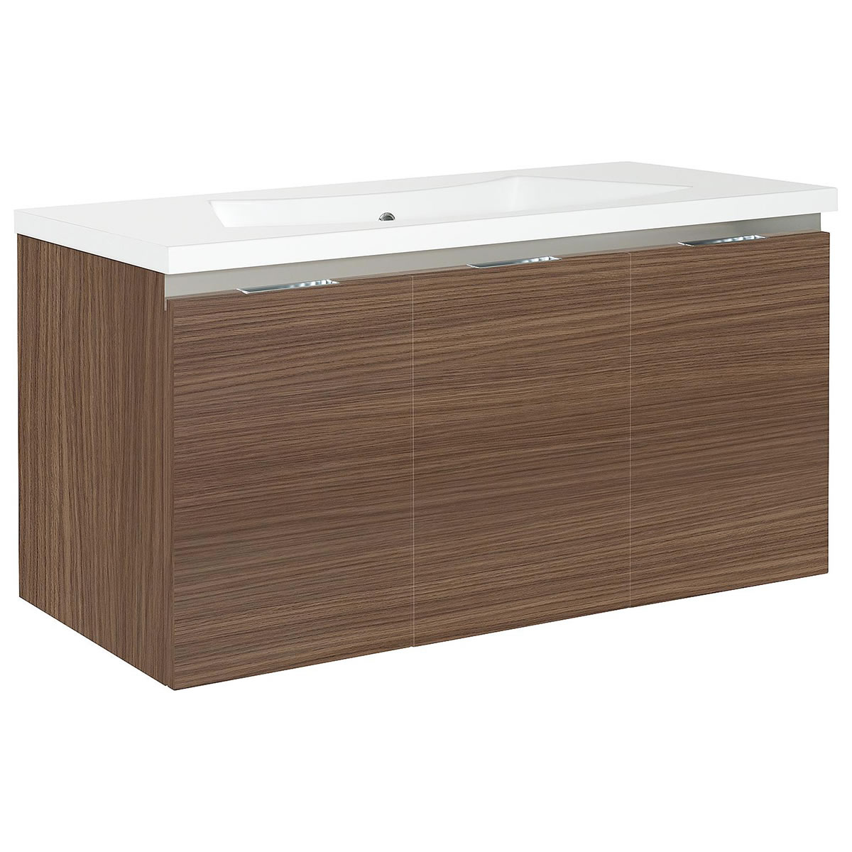 Waschtischunterschrank + Mineralguss-Waschtisch ENOVI, Eiche Khaki, 3 Türen, 1060 x 535 x 510 mm