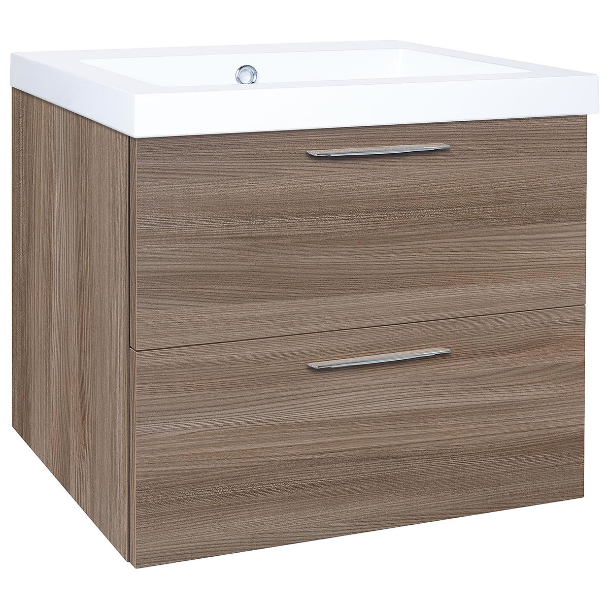 Waschtischunterschrank + Mineralguss-Waschtisch EKRY, Hanf Ulme, 2 Auszüge, 610 x 550 x 510 mm